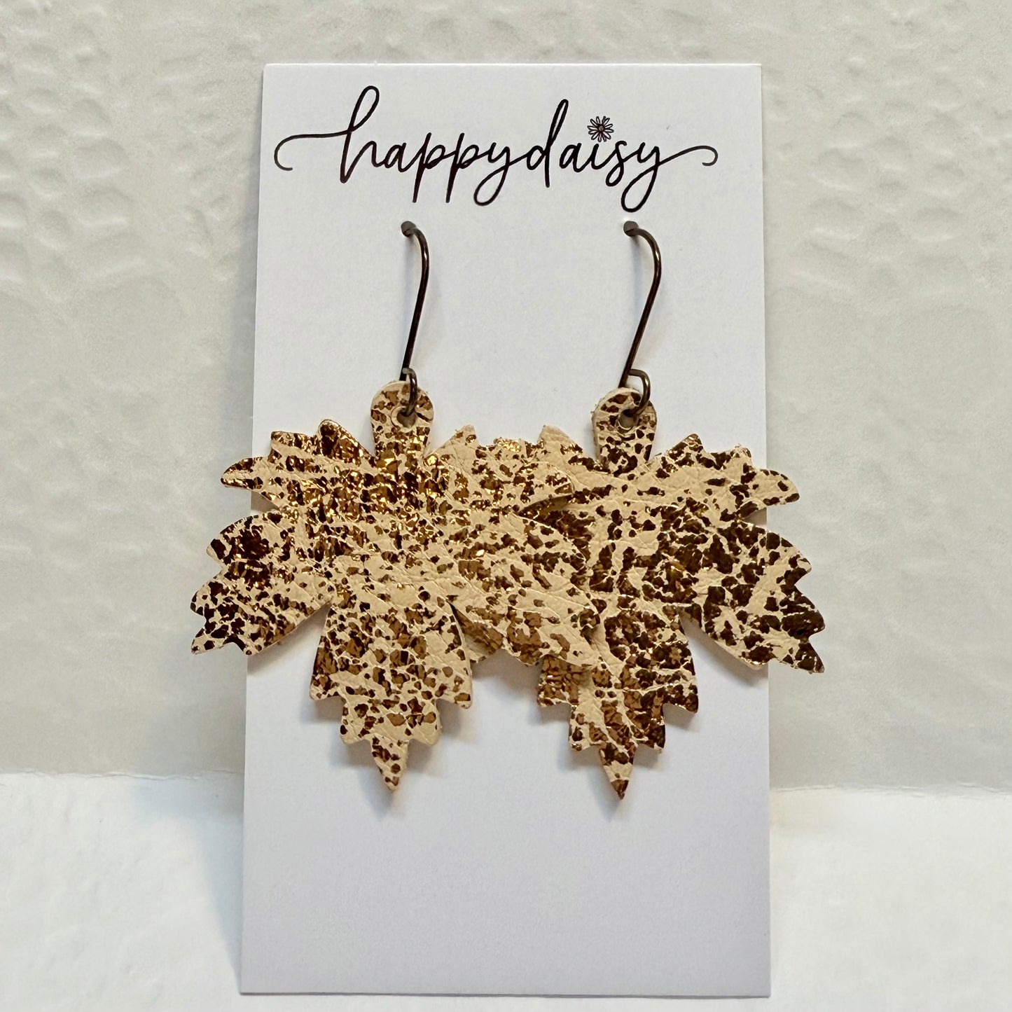 Fall Leaf Metallic Leather Earrings
