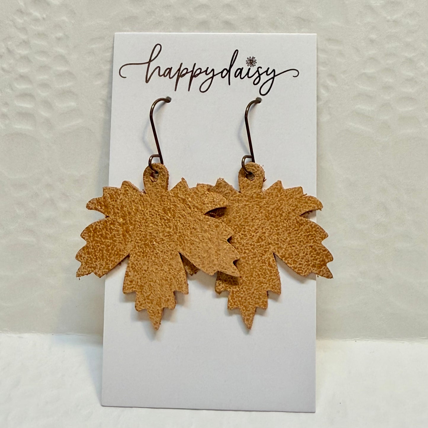 Fall Leaf Neutral Colors Leather Earrings