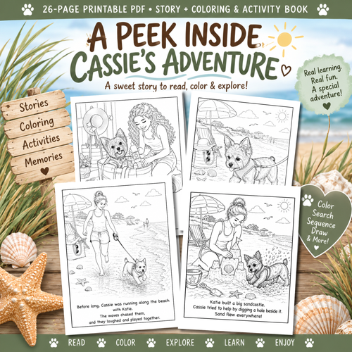 Cassie Goes to the Beach | Printable Story & Coloring Book