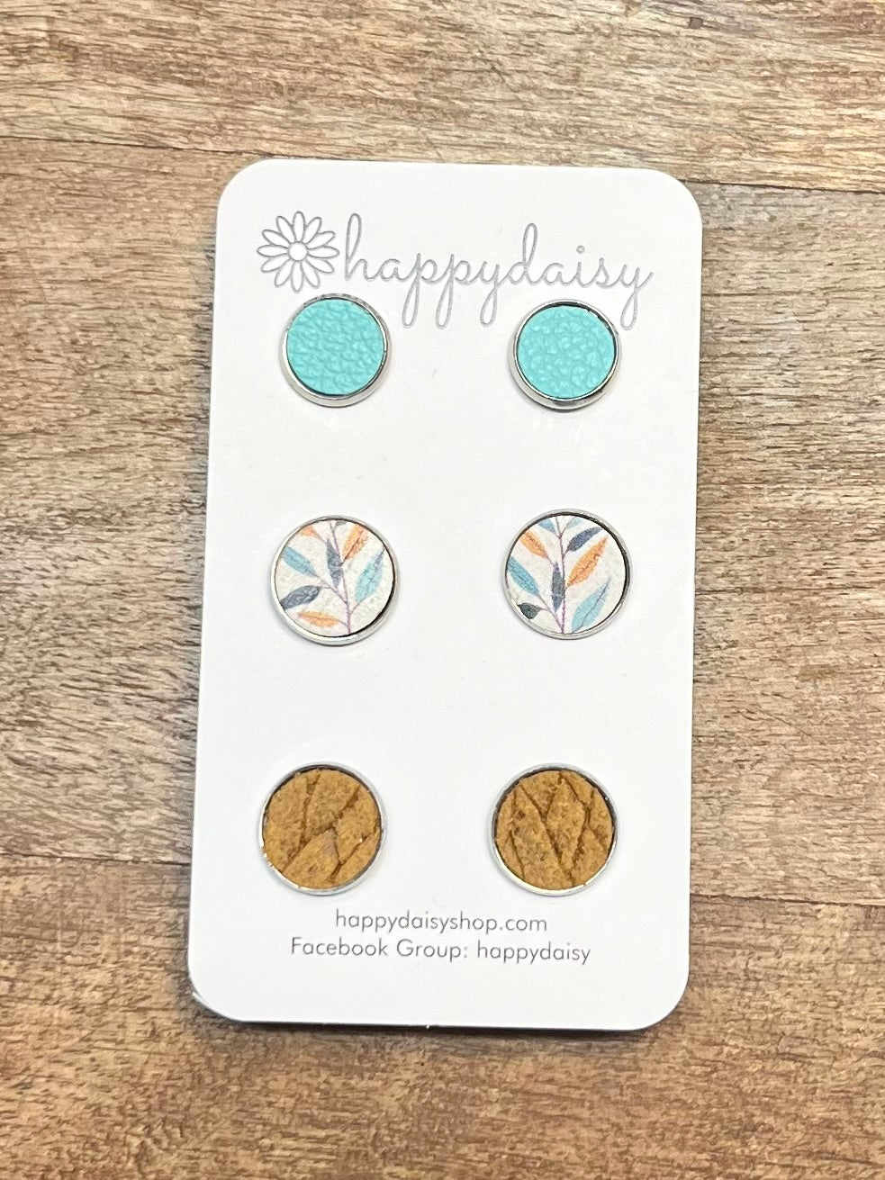 Fall Leather Stud Earring 3-Pack