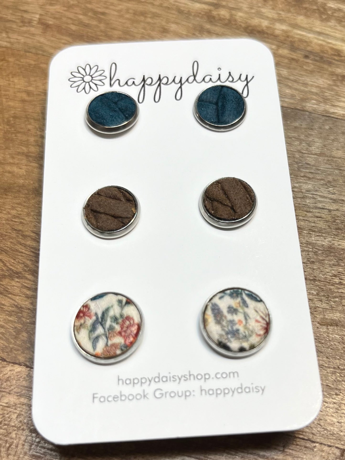 Fall Leather Stud Earring 3-Pack