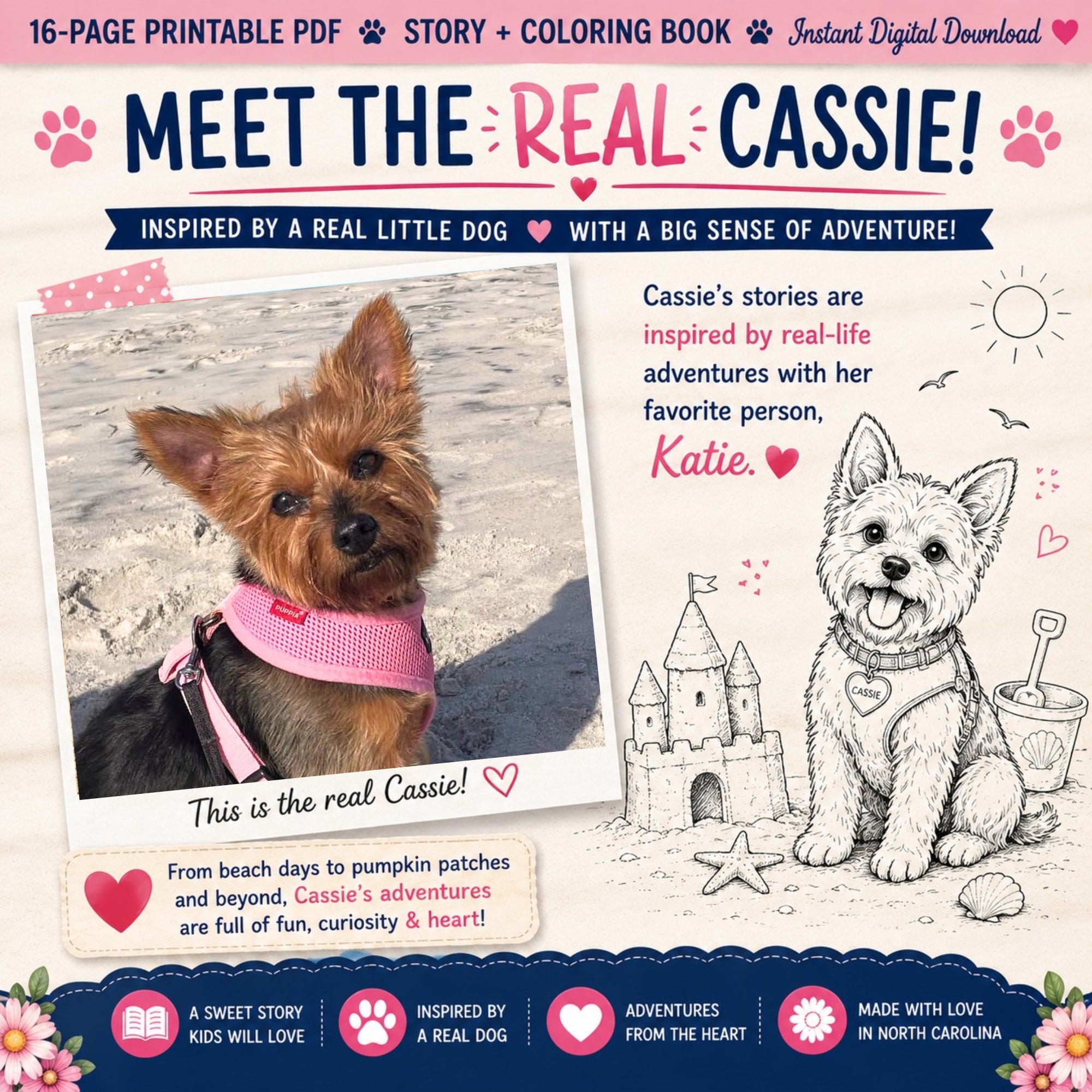Cassie Goes to the Beach | Printable Story & Coloring Book