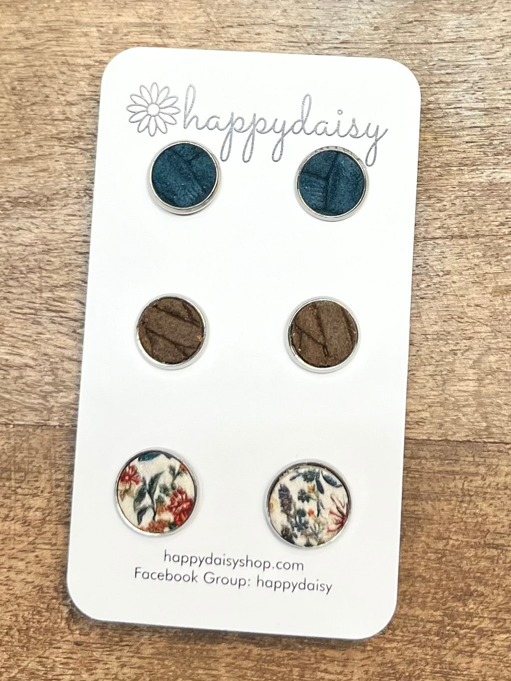 Fall Leather Stud Earring 3-Pack