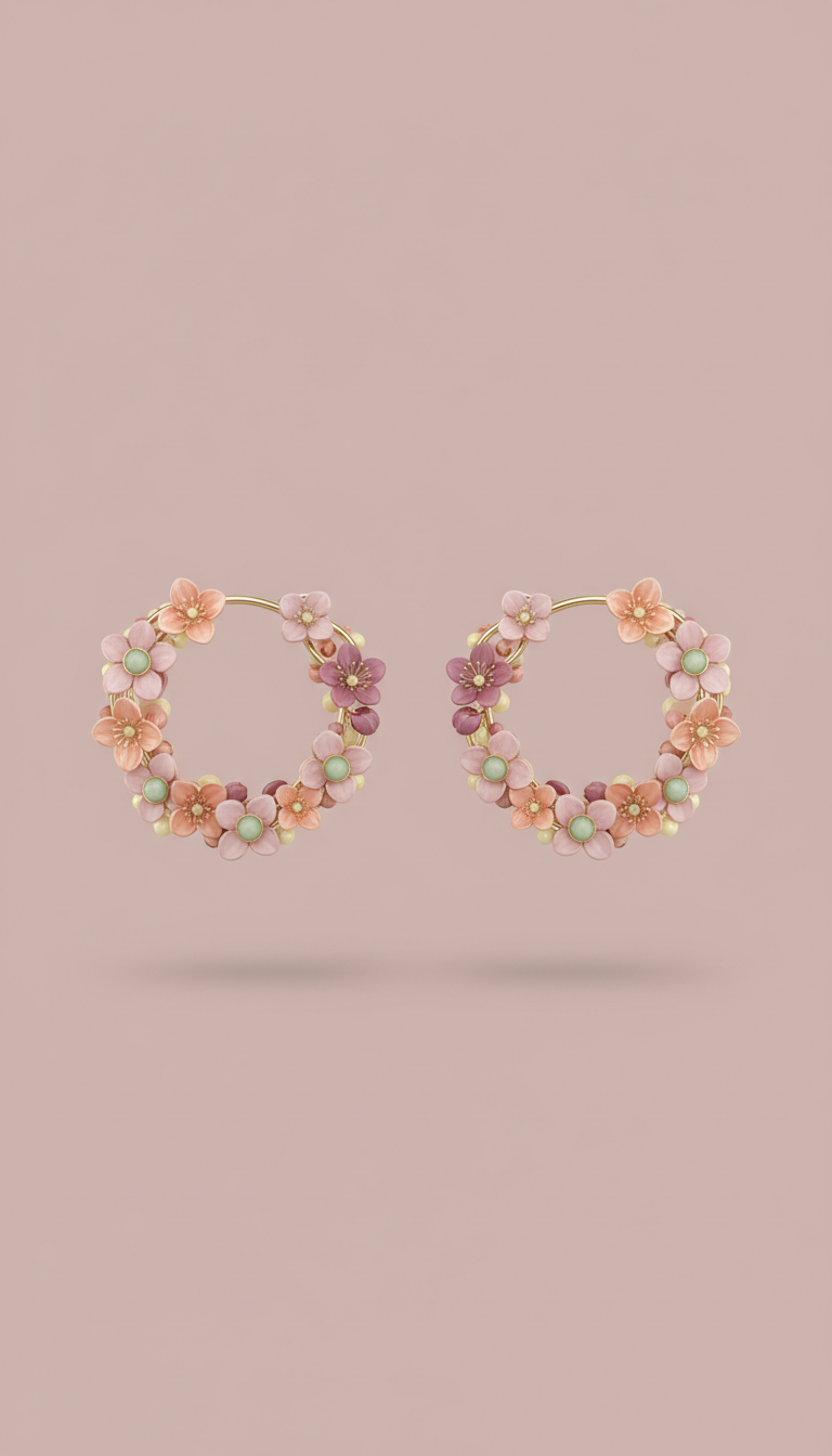 Peach Blossom Hoop Earrings