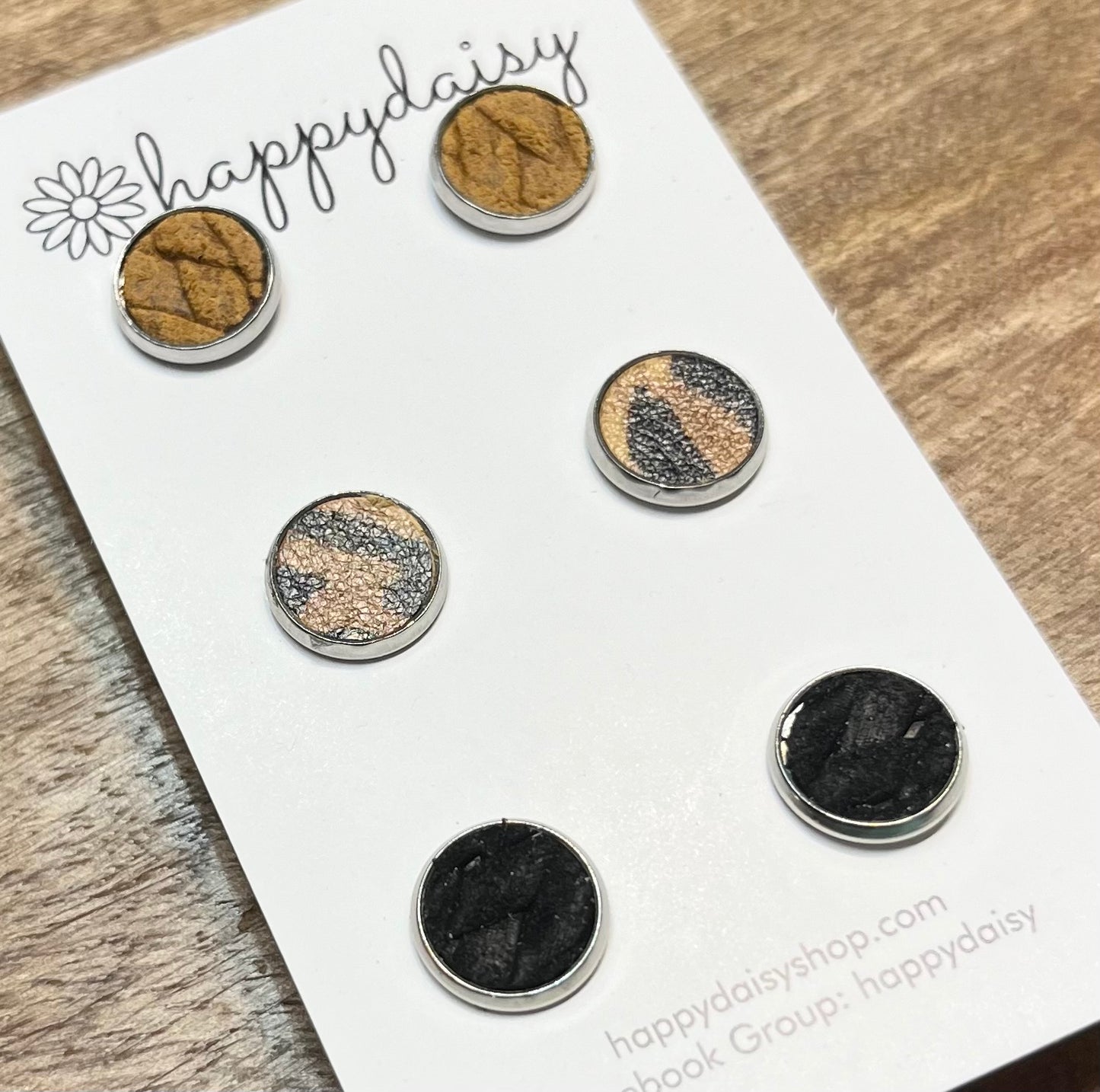 Fall Leather Stud Earring 3-Pack