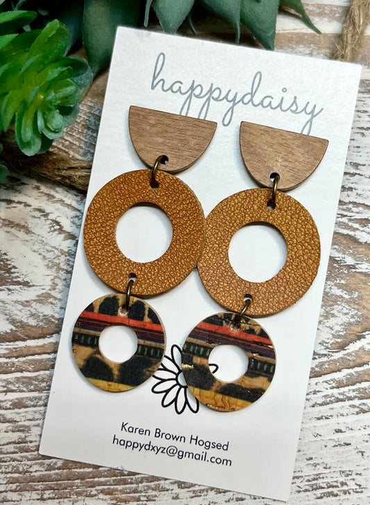 Leather circle earrings