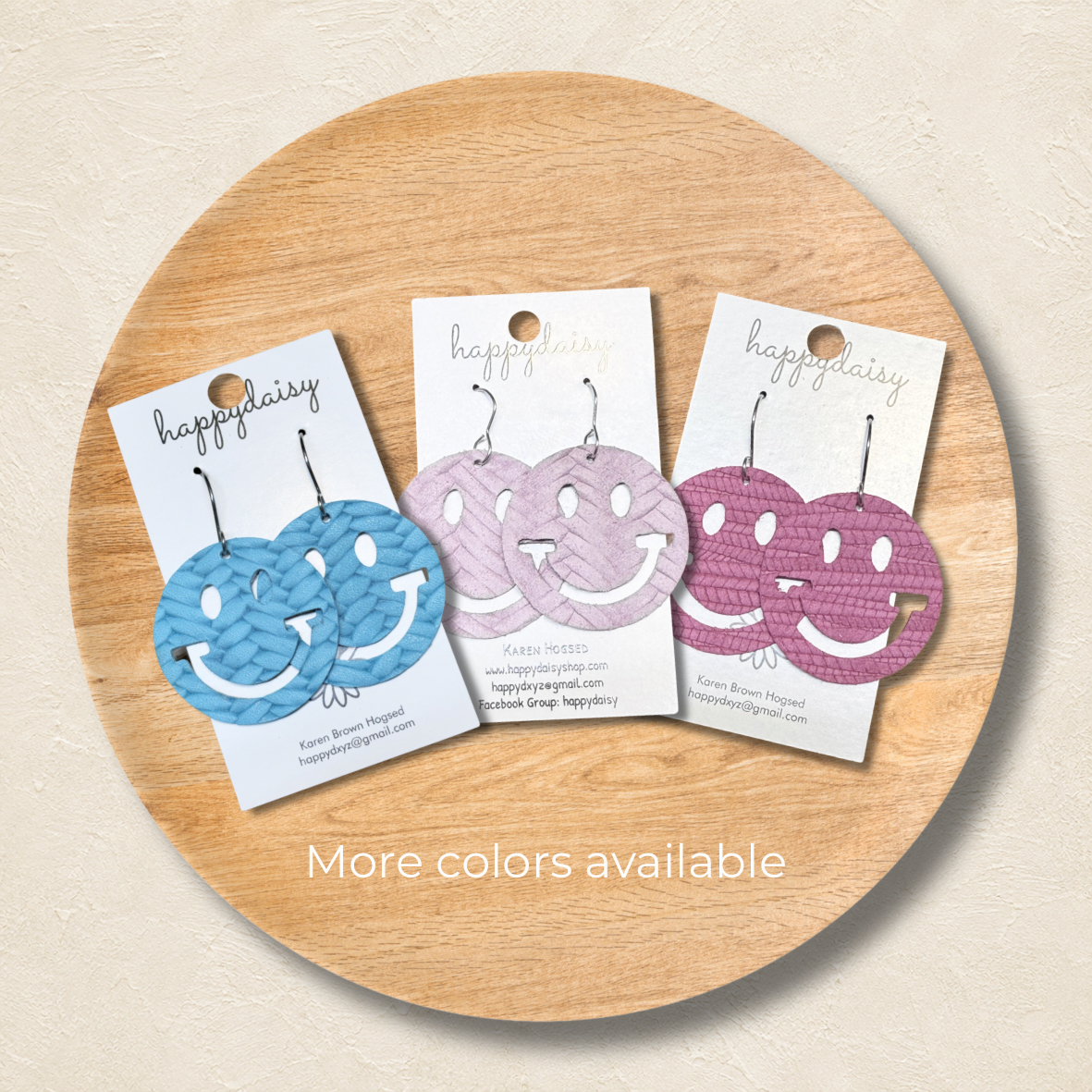 Happy Face - Smile Embossed Italian Leather Earrings