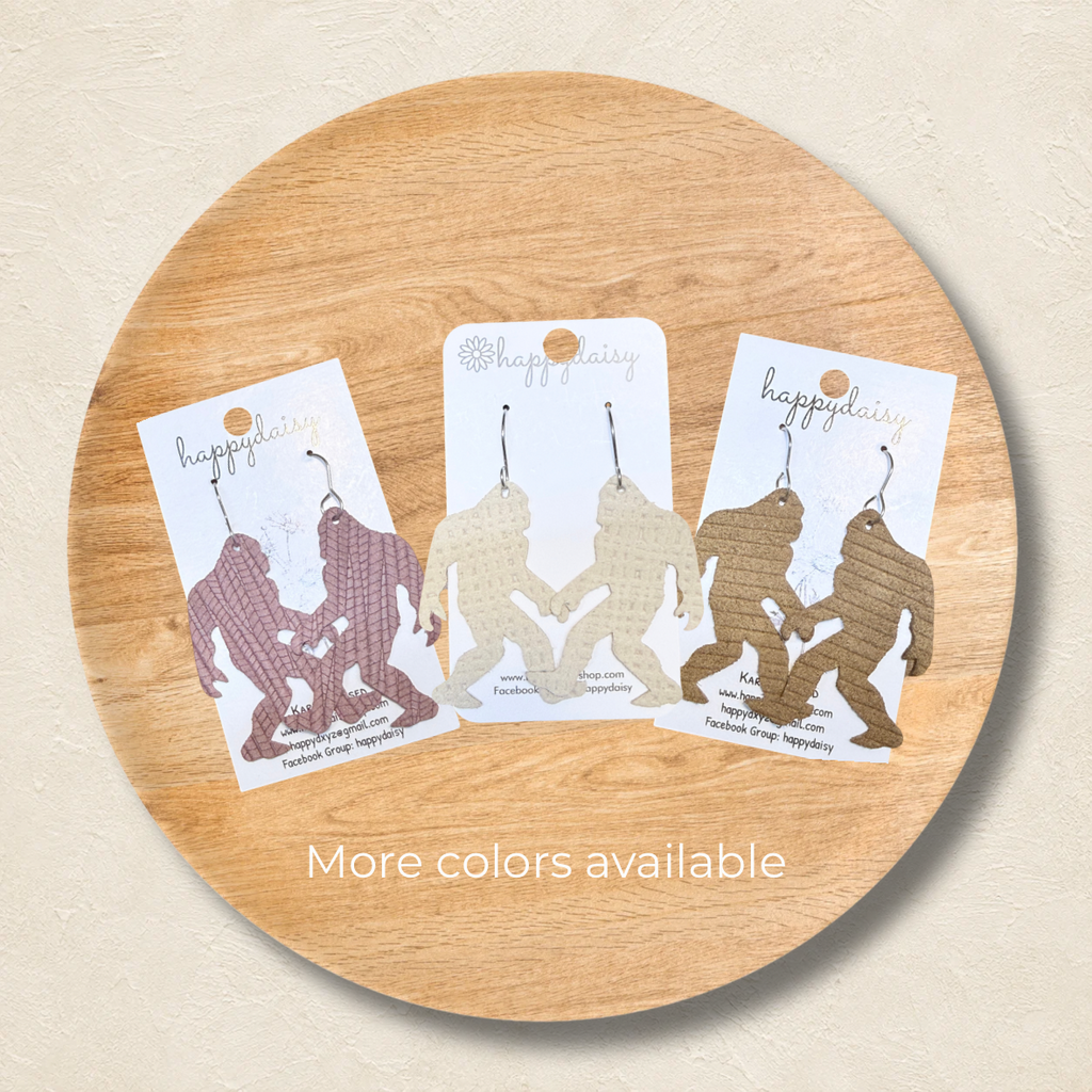 Smoky Mountain Bigfoot Embossed Italian Leather Earrings