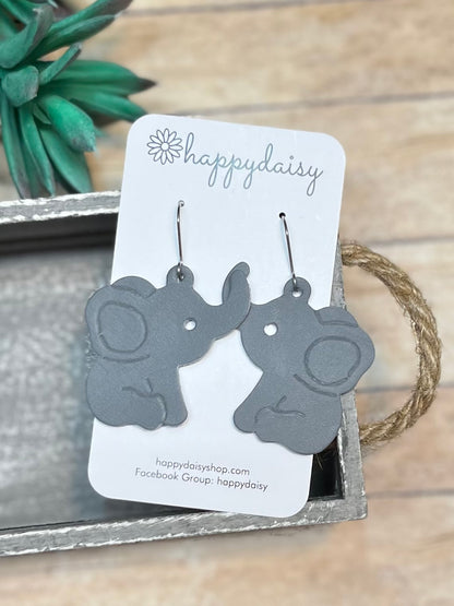 Elephant Leather Embossed Earrings