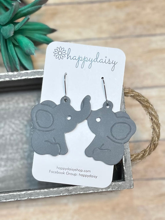 Elephant Leather Embossed Earrings