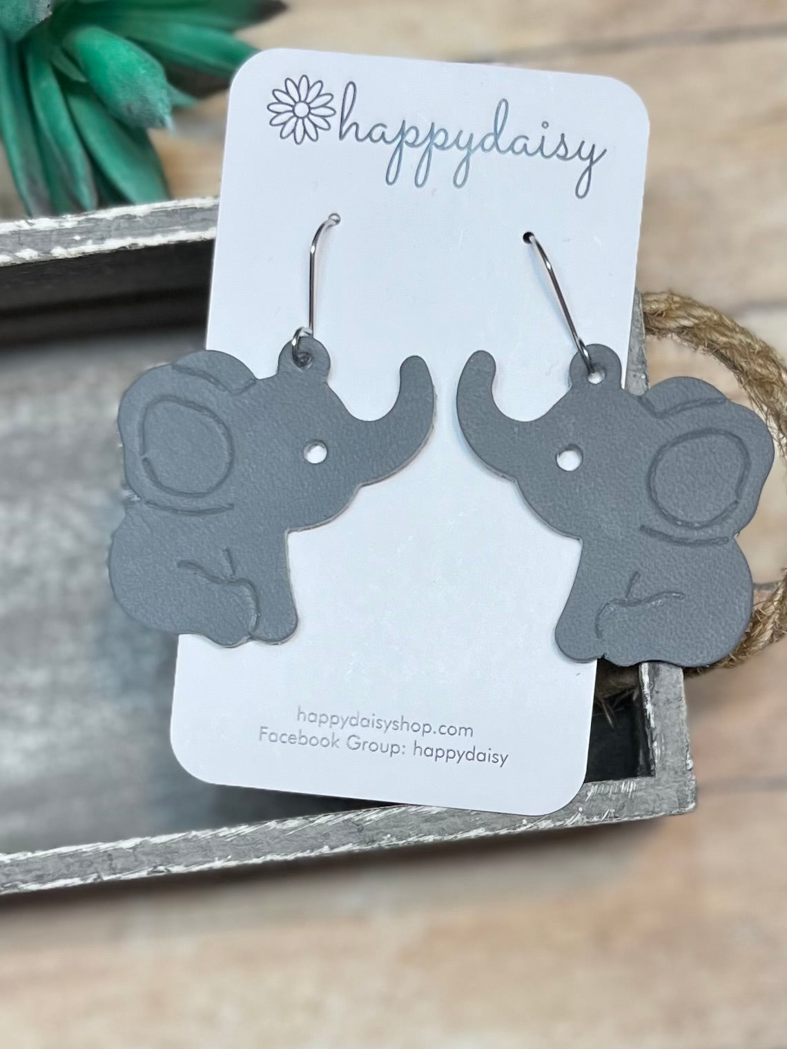 Elephant Leather Embossed Earrings