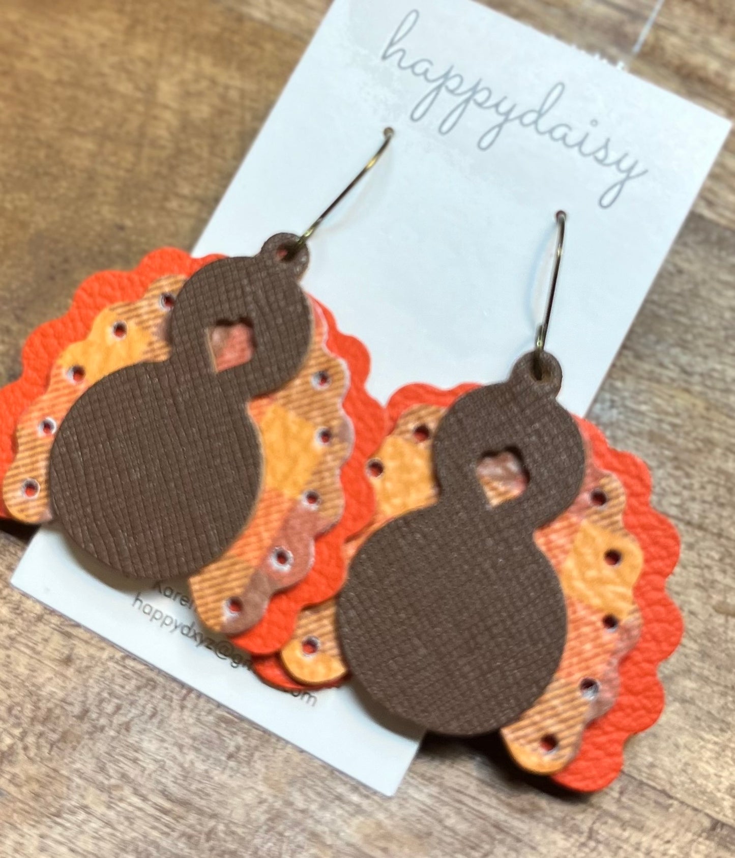 Turkey Leather Earrings for Thanksgiving