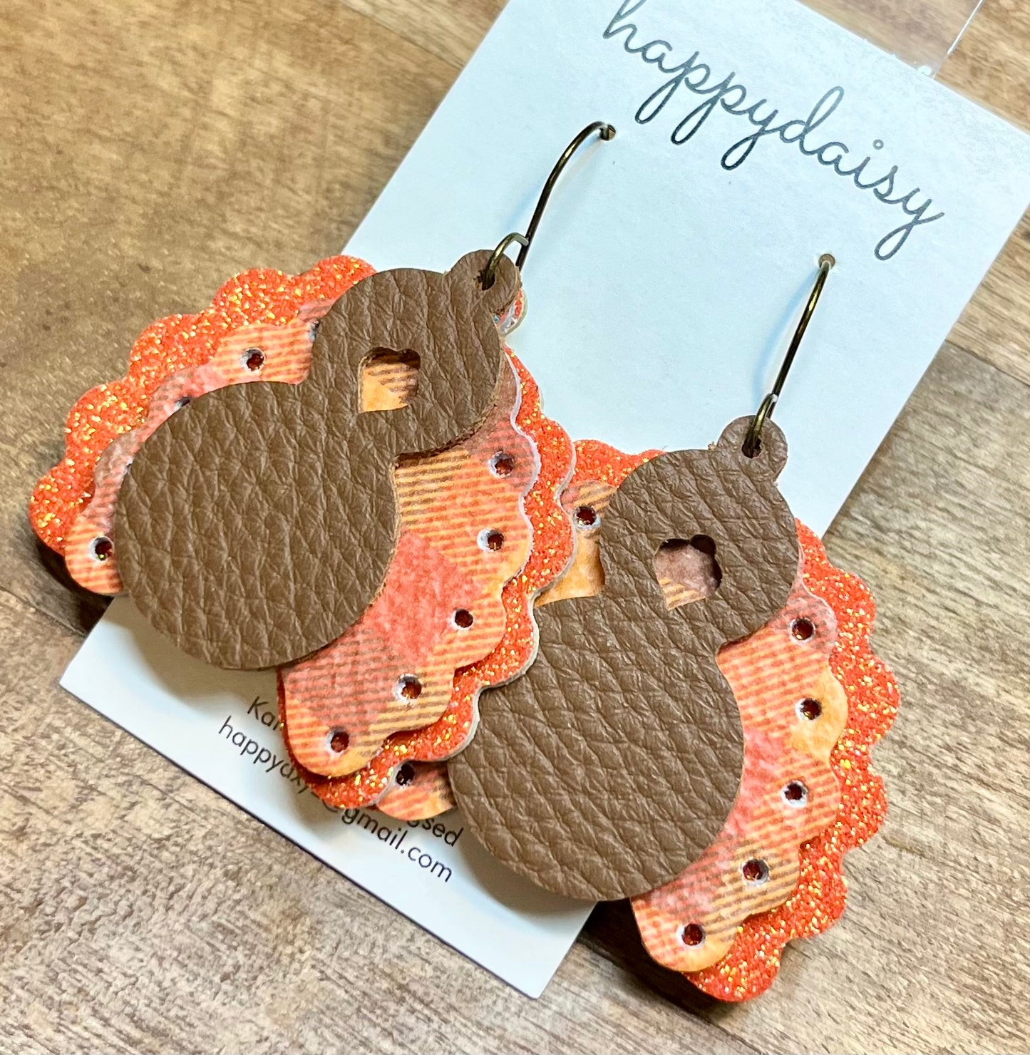 Turkey Leather Earrings for Thanksgiving