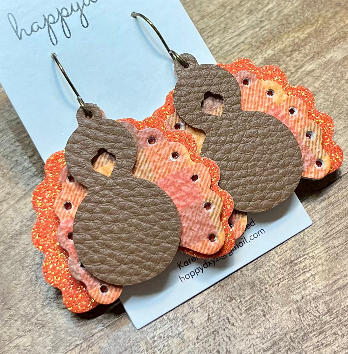 Turkey Leather Earrings for Thanksgiving