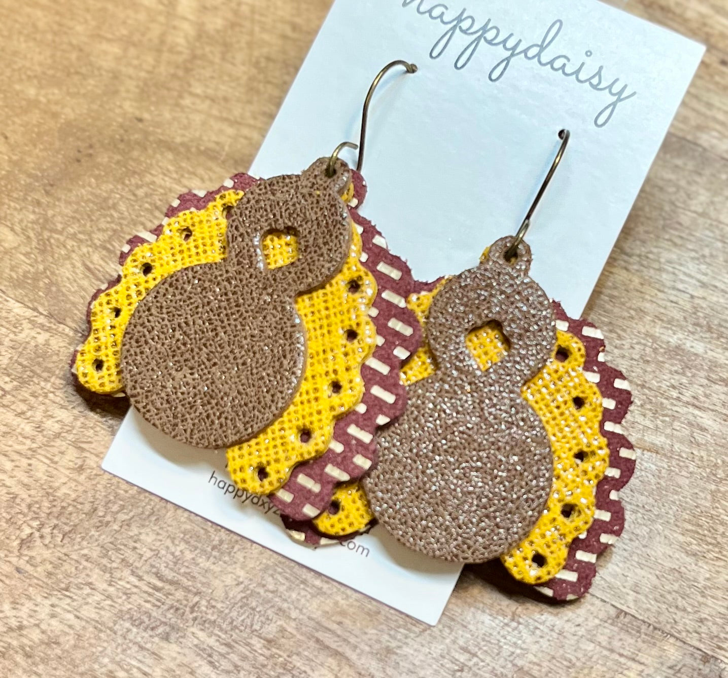 Turkey Leather Earrings for Thanksgiving