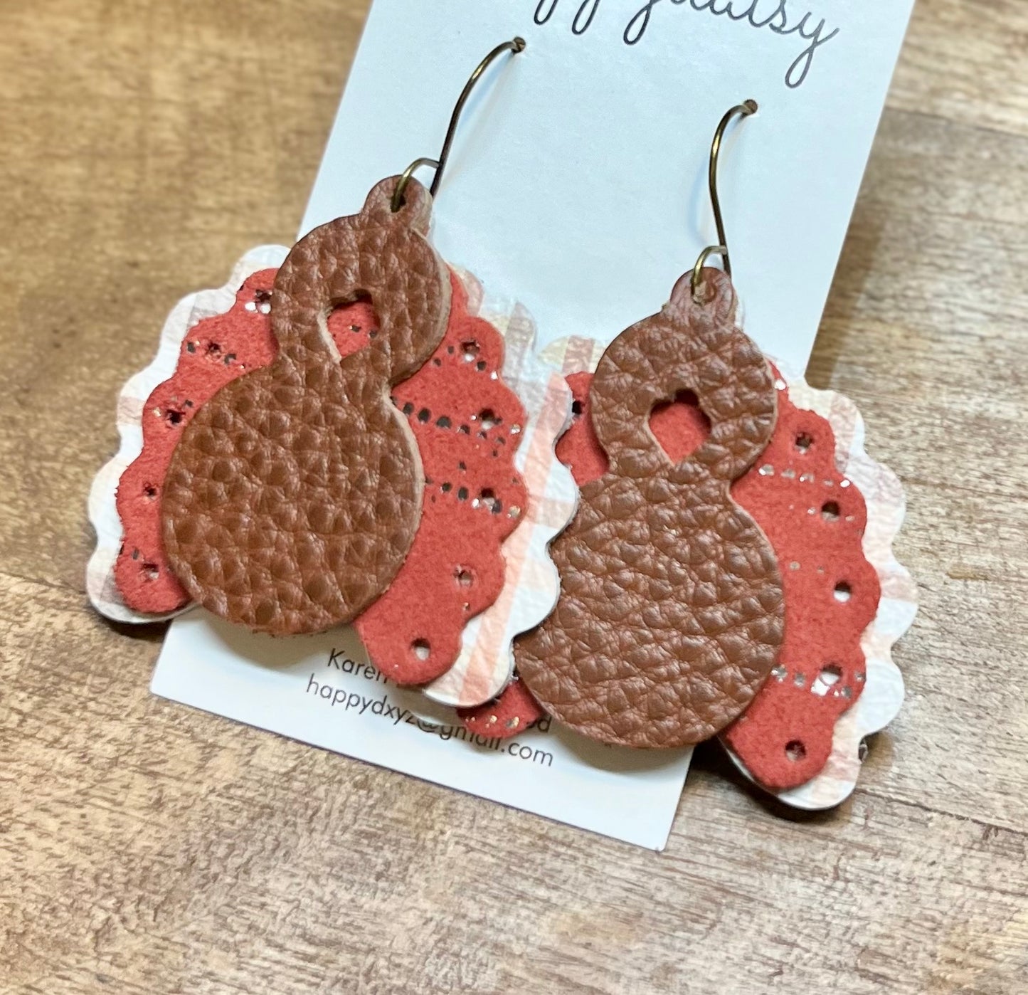 Turkey Leather Earrings for Thanksgiving