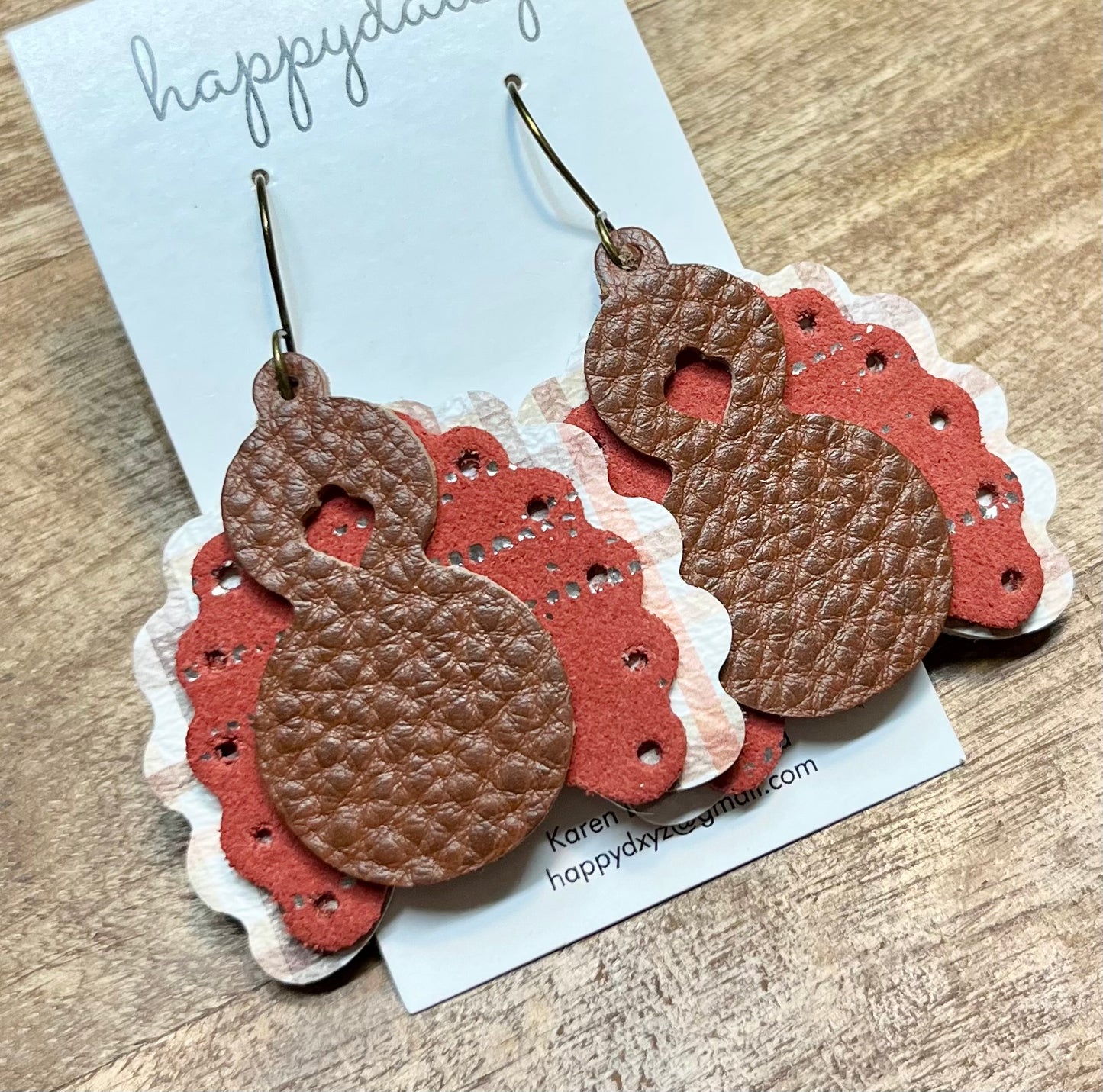 Turkey Leather Earrings for Thanksgiving