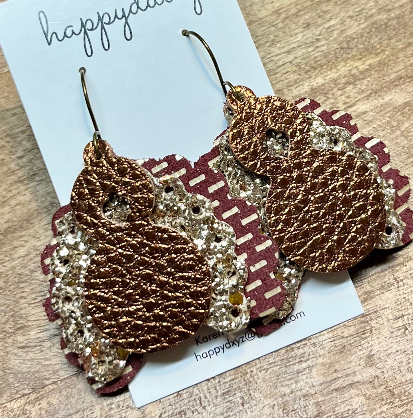 Turkey Leather Earrings for Thanksgiving