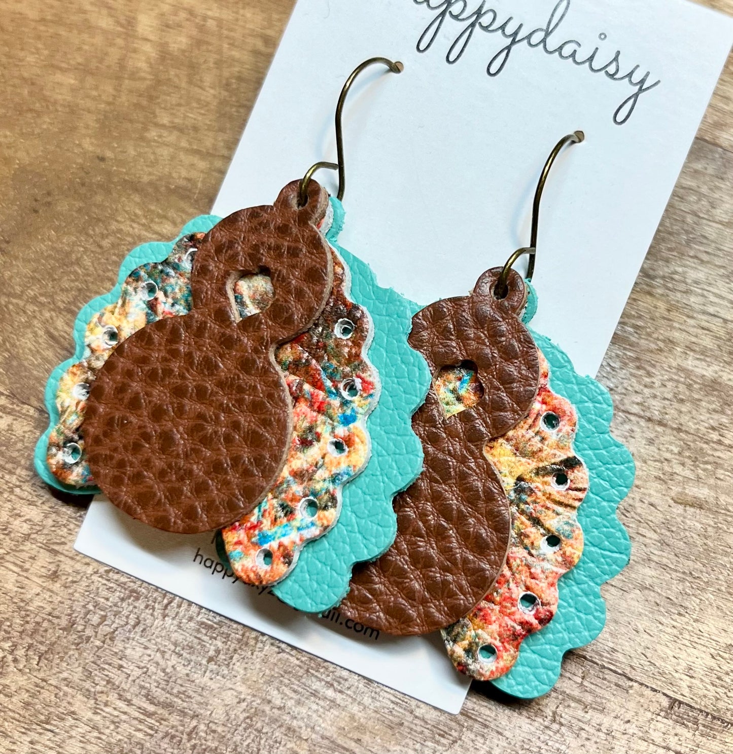 Turkey Leather Earrings for Thanksgiving