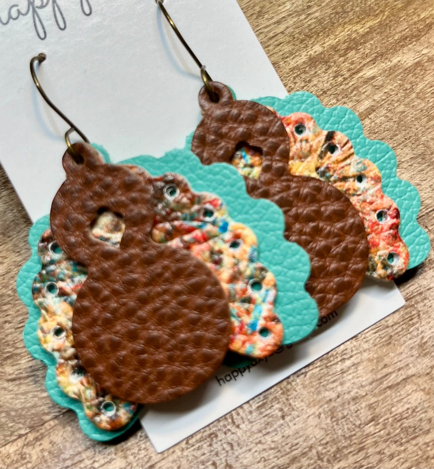 Turkey Leather Earrings for Thanksgiving