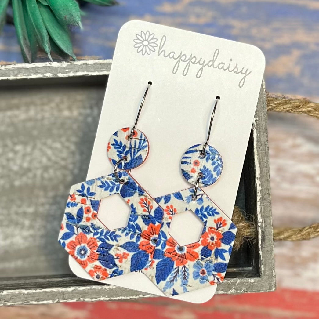 Americana Floral Hexy Earrings