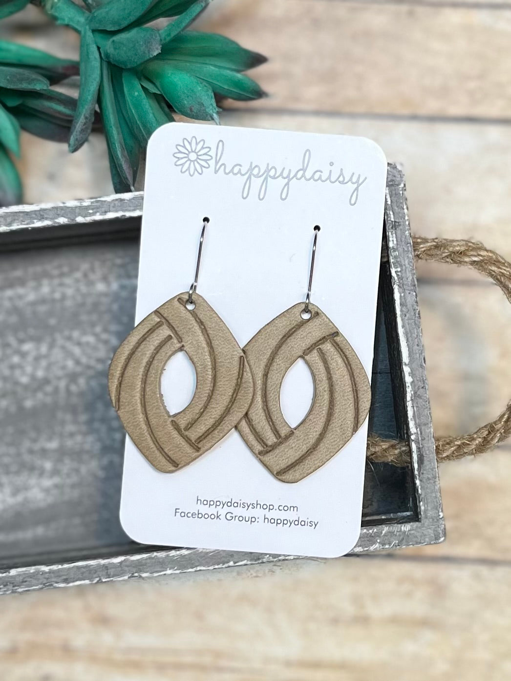 Beige "Jenn" Leather Earrings