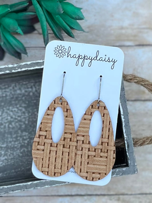 Pecan Weave Embossed Leather "Jessie" Earrings