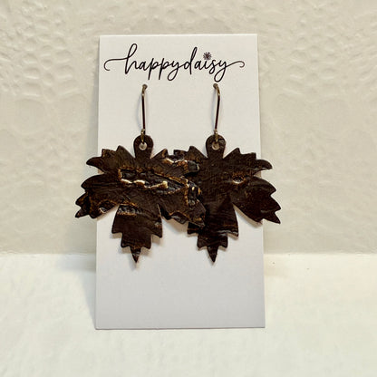 Fall Leaf Wildwood Leather Earrings