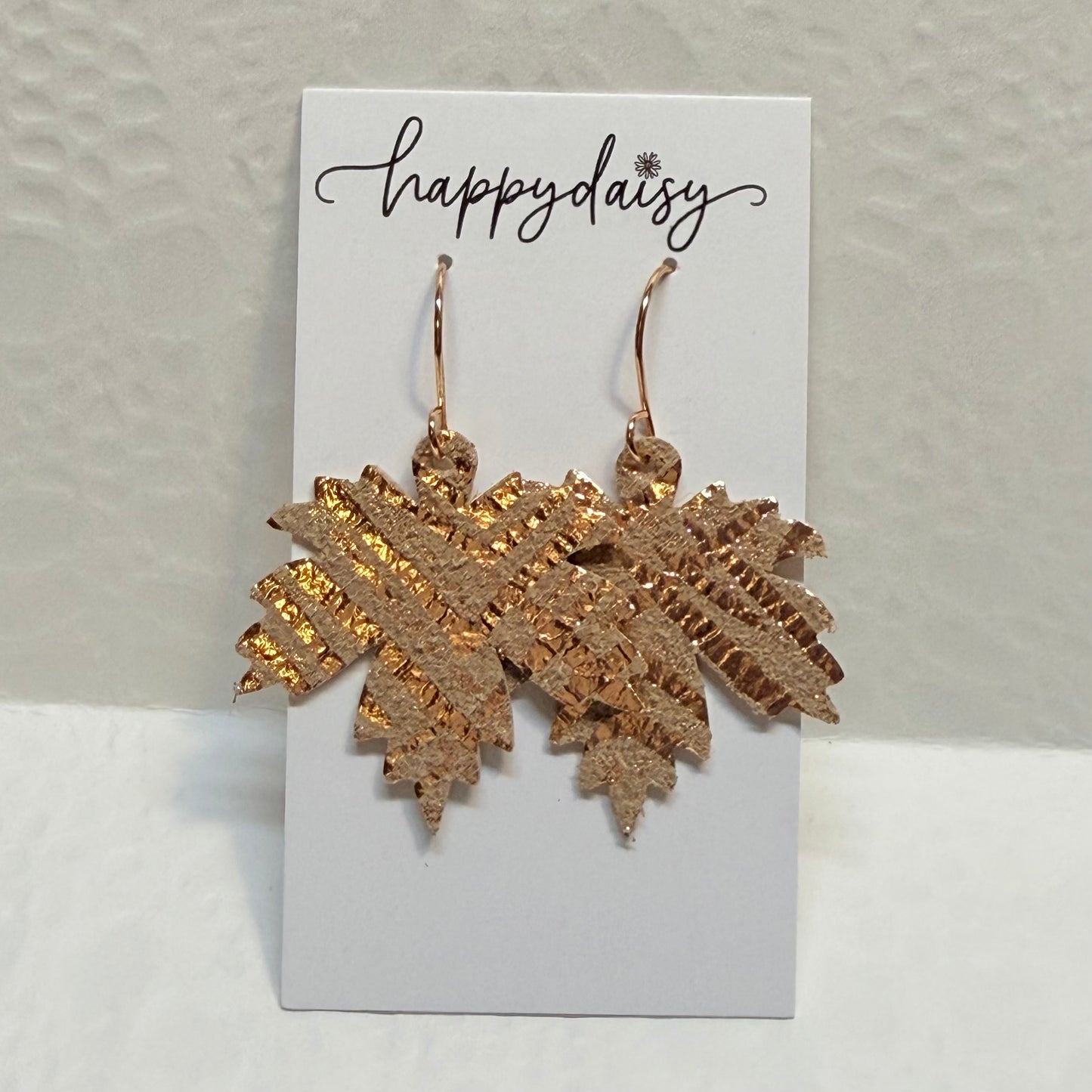 Fall Leaf Metallic Leather Earrings