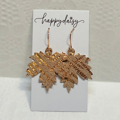 Fall Leaf Metallic Leather Earrings