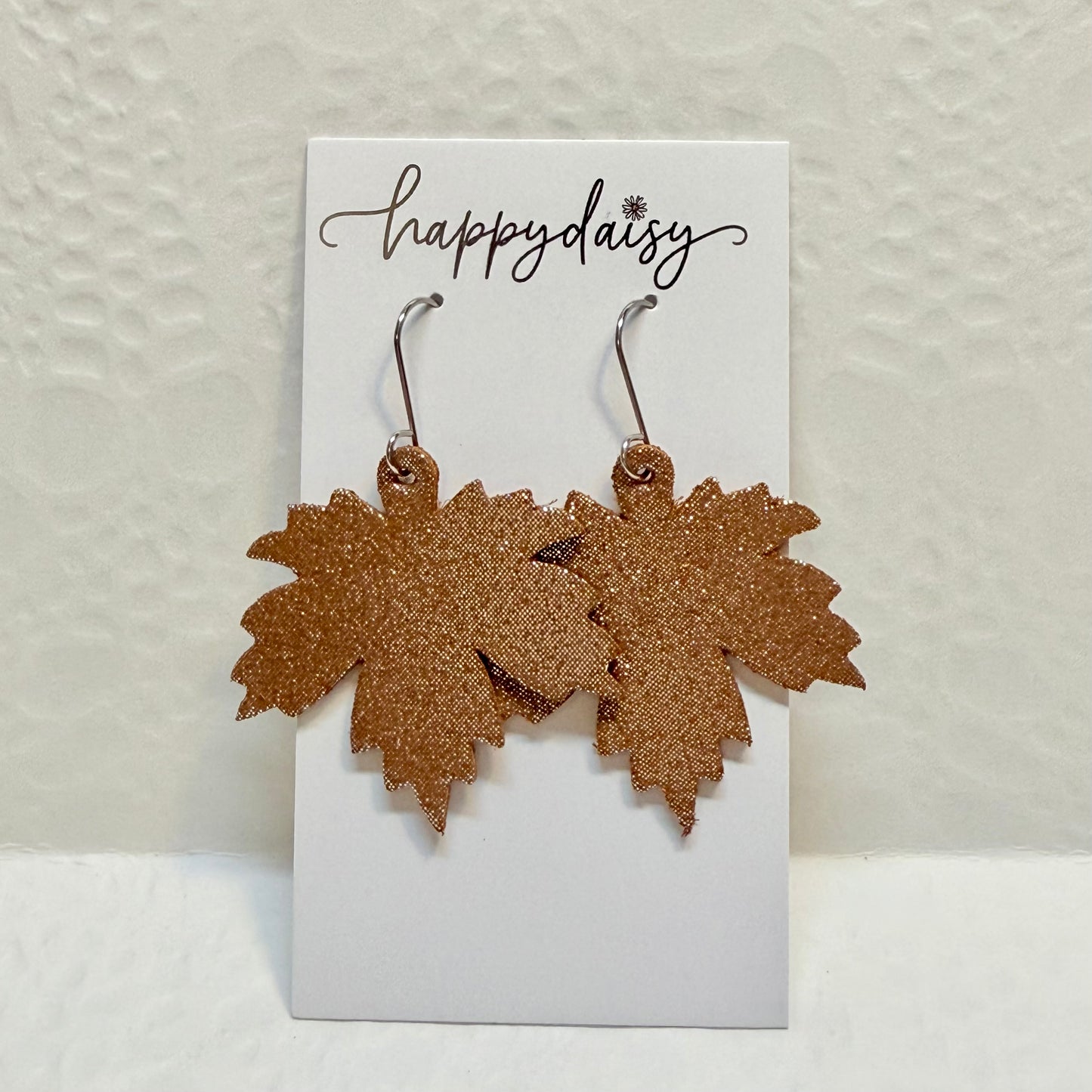 Fall Leaf Neutral Colors Leather Earrings