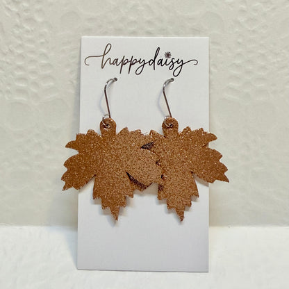 Fall Leaf Neutral Colors Leather Earrings