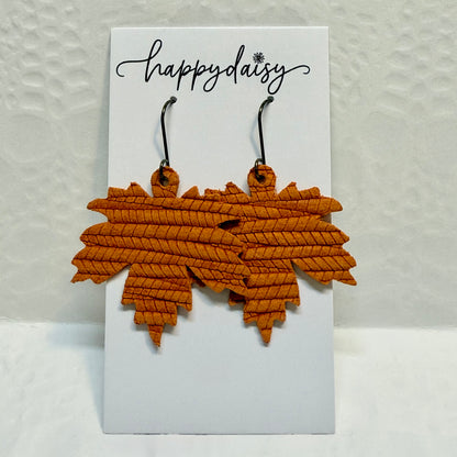 Fall Leaf Embossed Leather Earrings