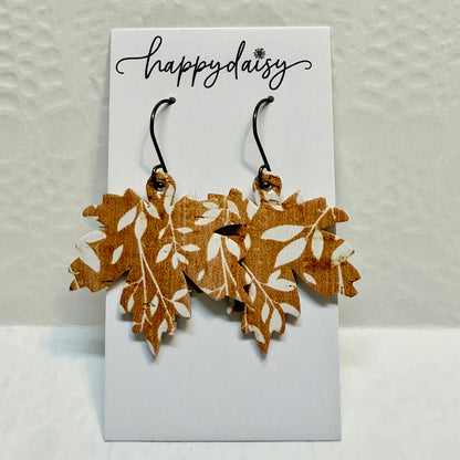 Fall Leaf Leather Earrings - Prints