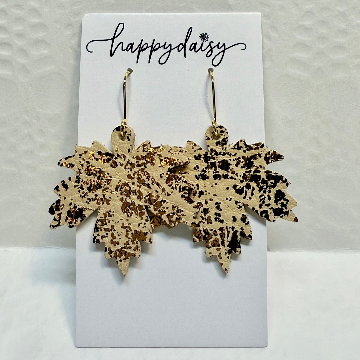 Fall Leaf Metallic Leather Earrings