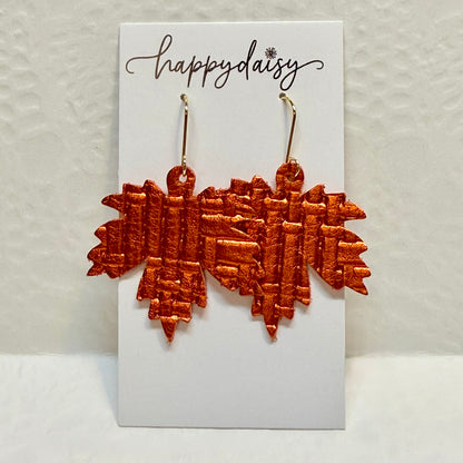 Fall Leaf Metallic Leather Earrings