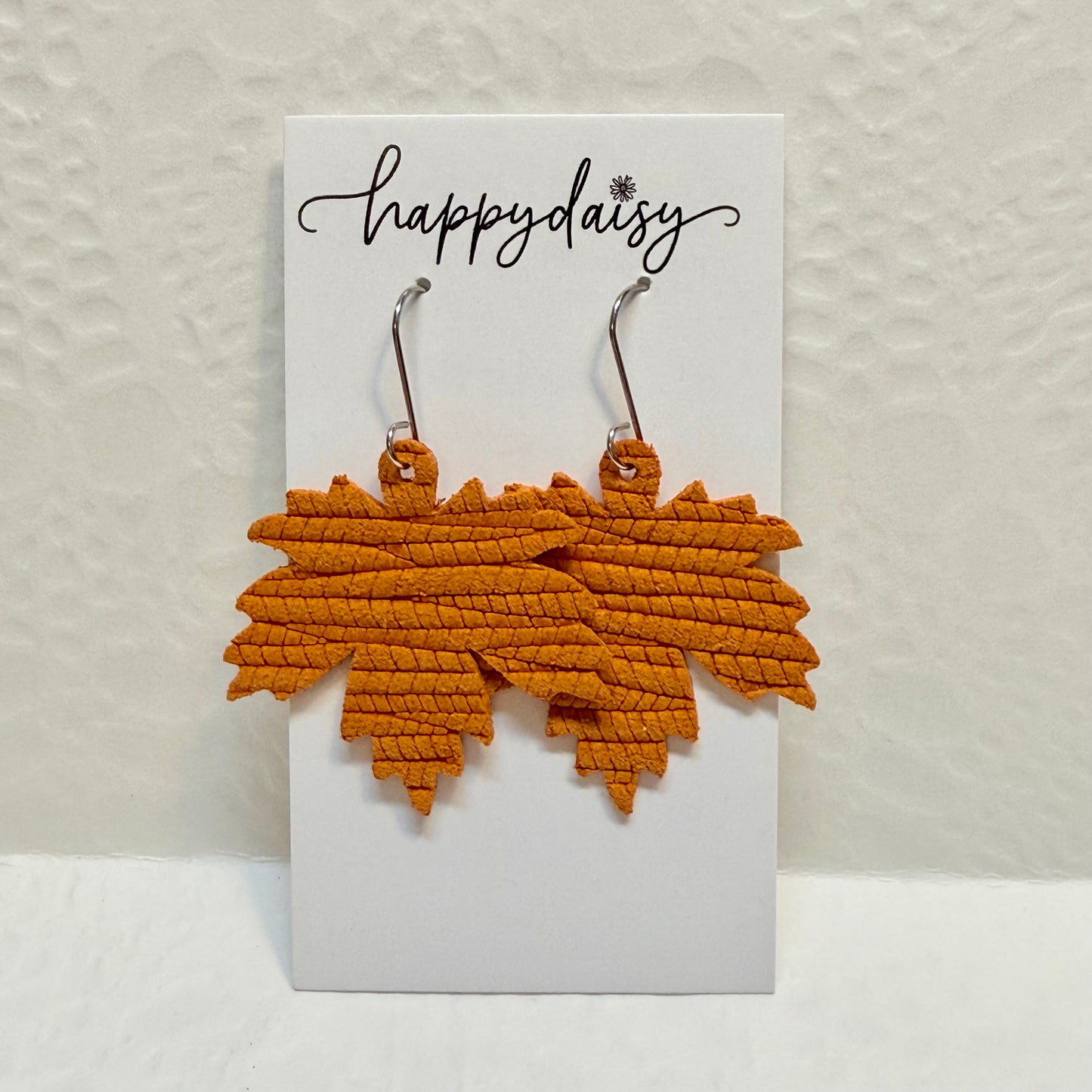 Fall Leaf Embossed Leather Earrings