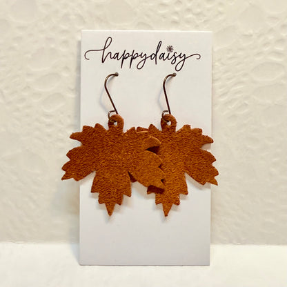 Fall Leaf Neutral Colors Leather Earrings