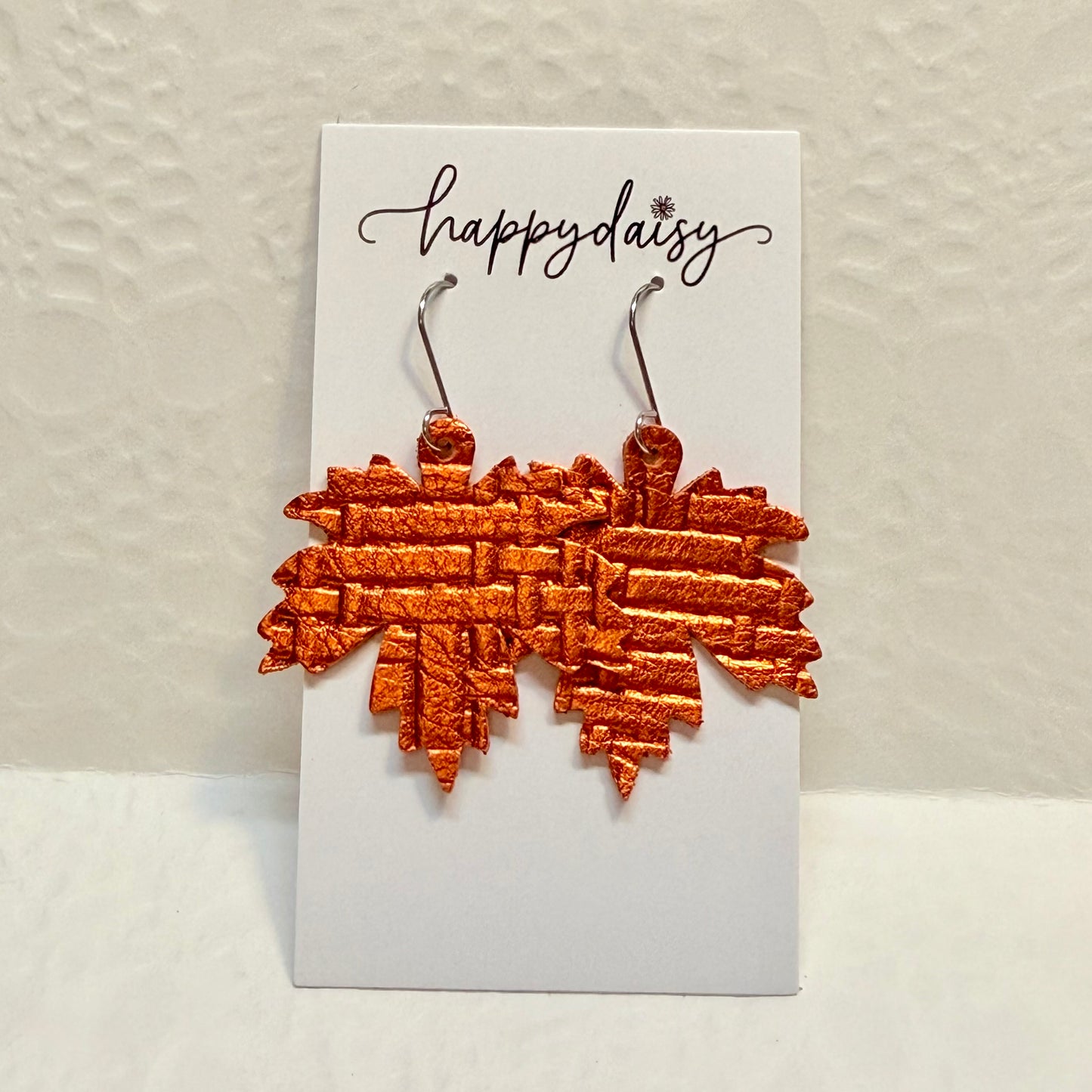 Fall Leaf Metallic Leather Earrings
