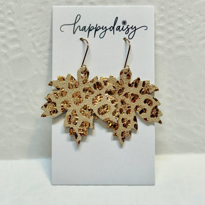Fall Leaf Metallic Leather Earrings