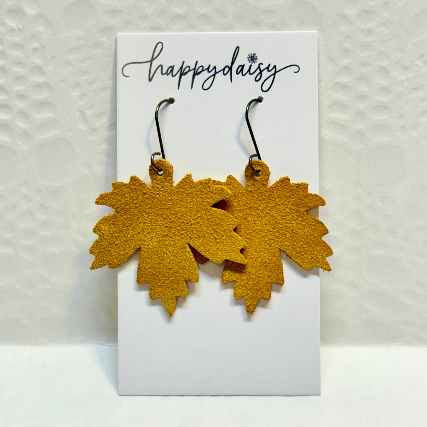 Fall Leaf Neutral Colors Leather Earrings