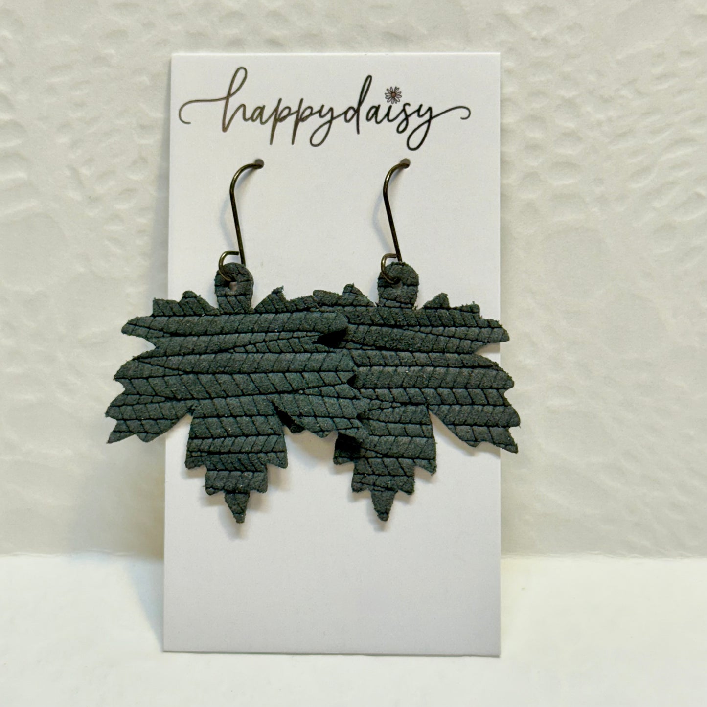 Fall Leaf Embossed Leather Earrings