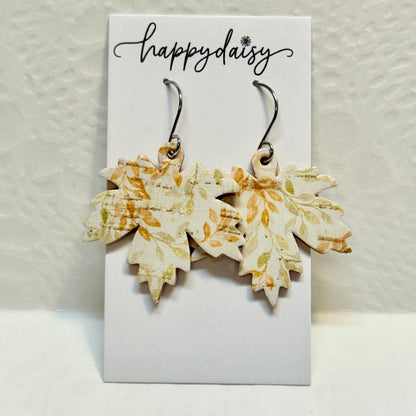 Fall Leaf Leather Earrings - Prints