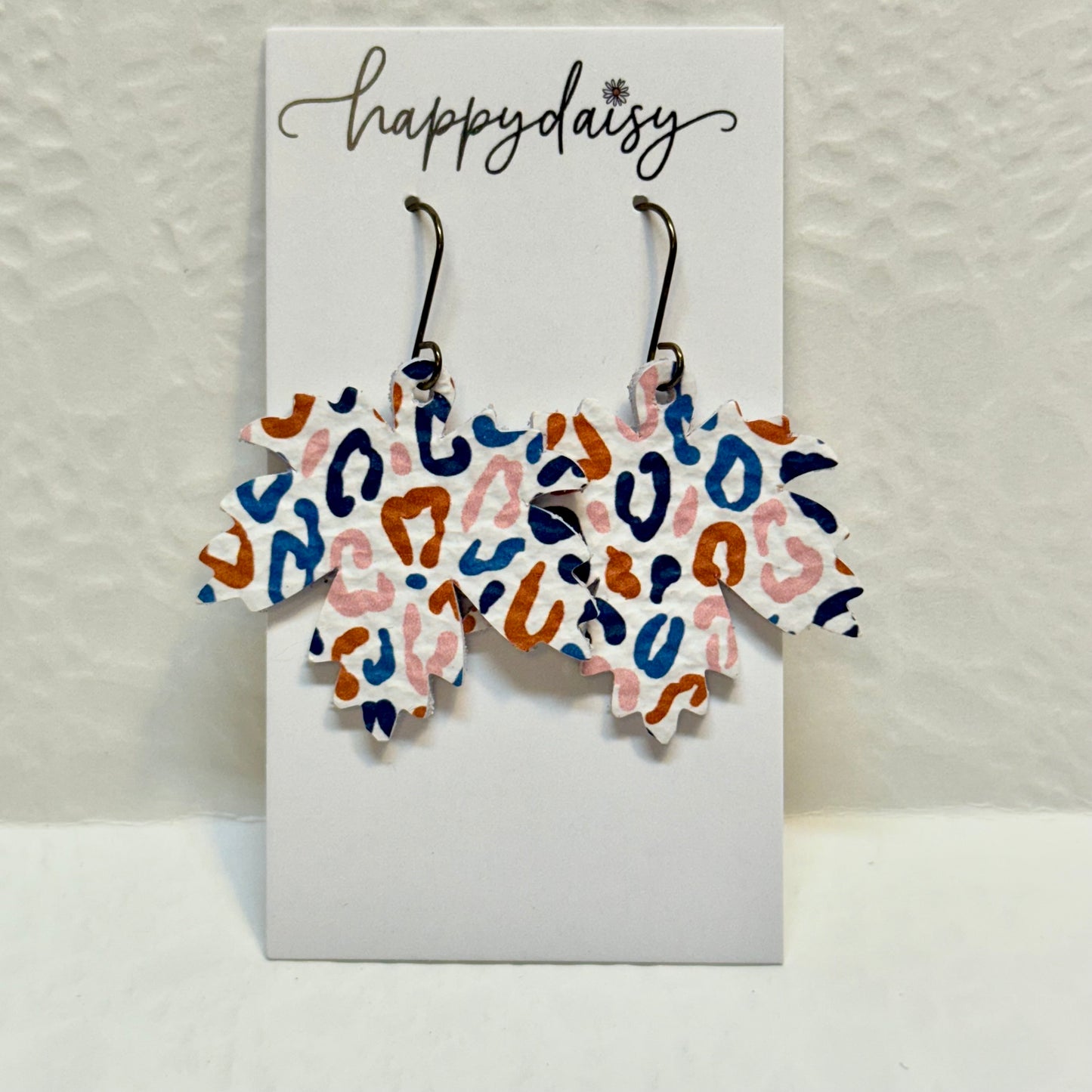 Fall Leaf Leather Earrings - Multicolor