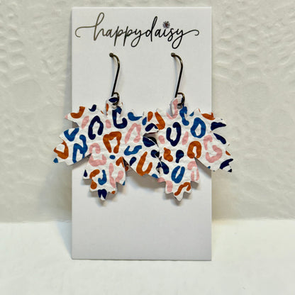 Fall Leaf Leather Earrings - Multicolor