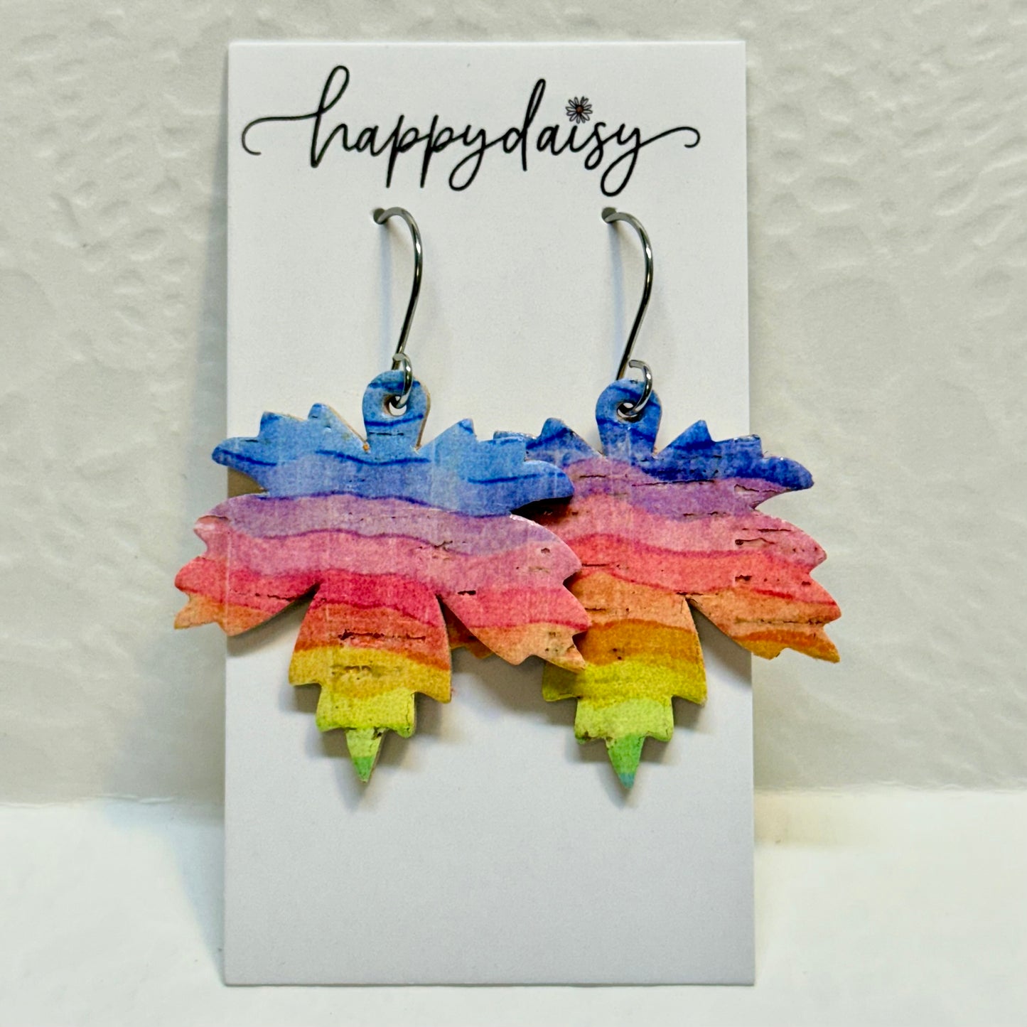 Fall Leaf Leather Earrings - Multicolor