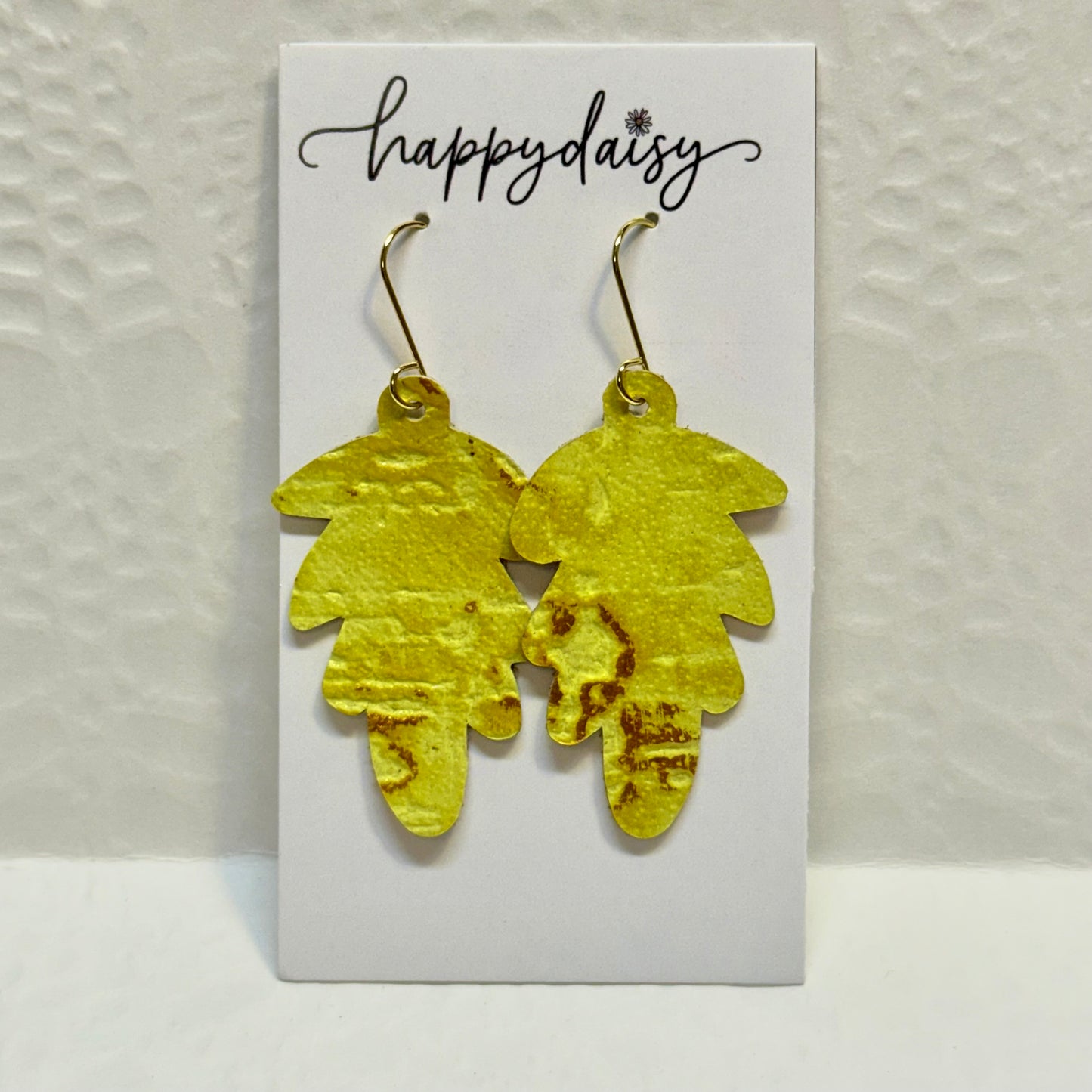 Fall Leaf Yellow Wildwood Leather Earrings