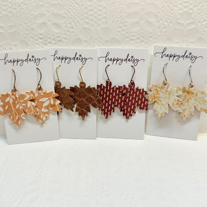 Fall Leaf Leather Earrings - Prints