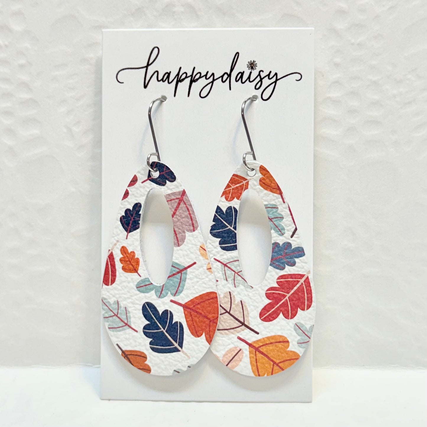 Fall Leaf Print "Jessie" Leather Earrings