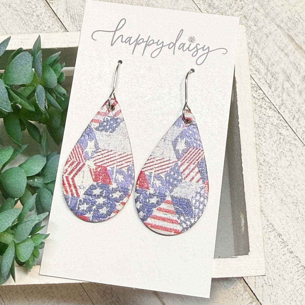 Liberty Patchwork Teardrop Earrings